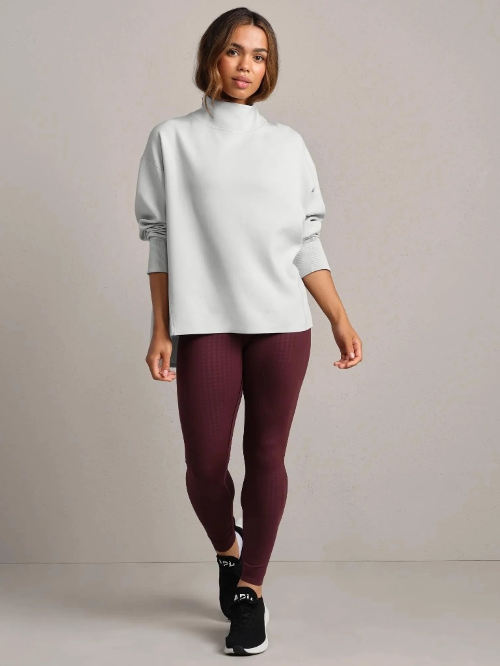 Rhone DreamGlow Mock Neck Pullover Whisper Gray $148 S